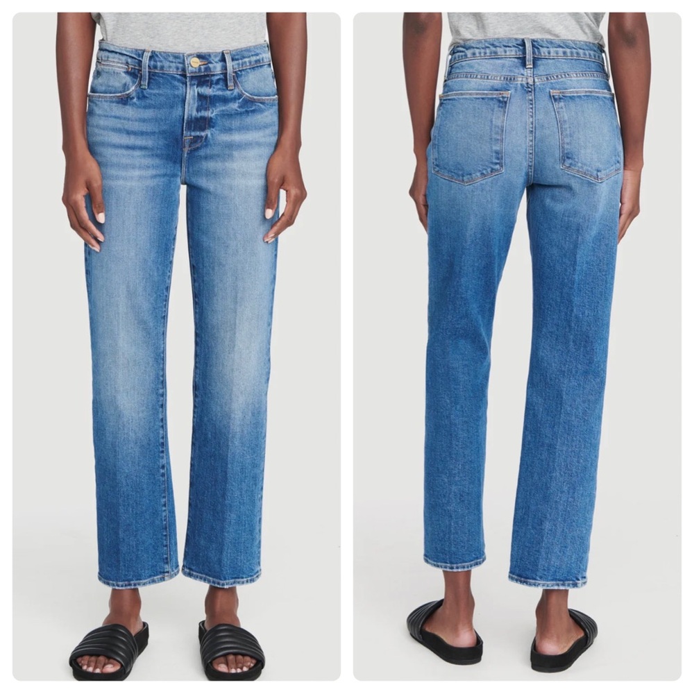Frame Le High Straight High Rise Jeans in Hagen